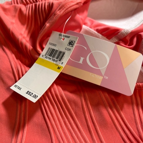 GO GOSSIP Coral Wavelength Textured Molded Tankini Swimsuit Top sz Medium Coral - Picture 5 of 16